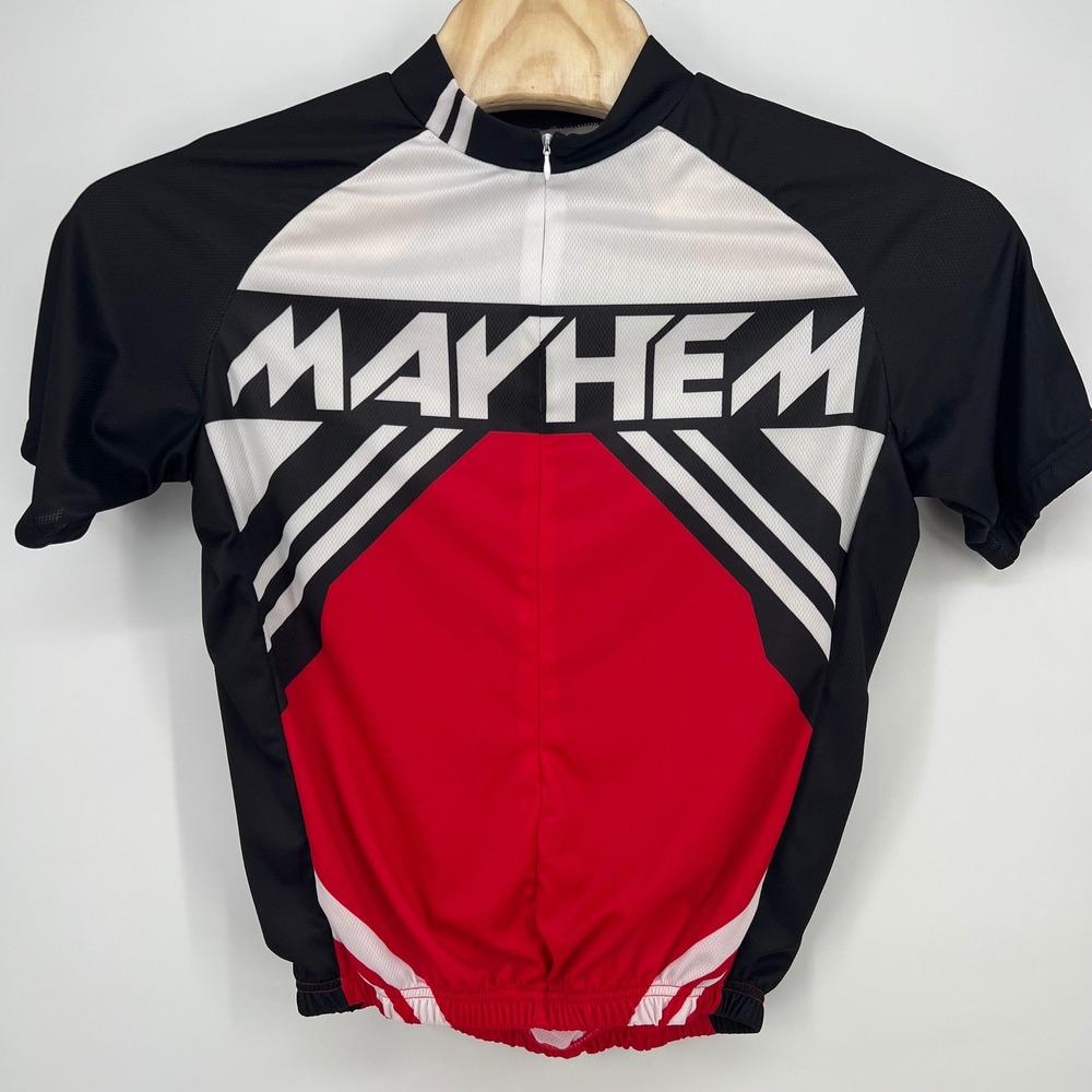 Nalini Wheels of Mayhem Cycling Jersey Mens XL Red Black White Skull Graphic